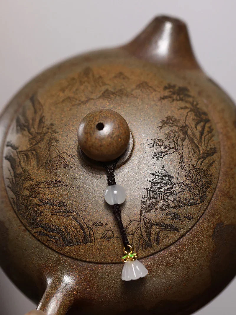Teko Zisha Yixing [Jiangshan Ru Hua Xishi] (Chenxiang Ni Pembakaran Kayu Api - 550ml)