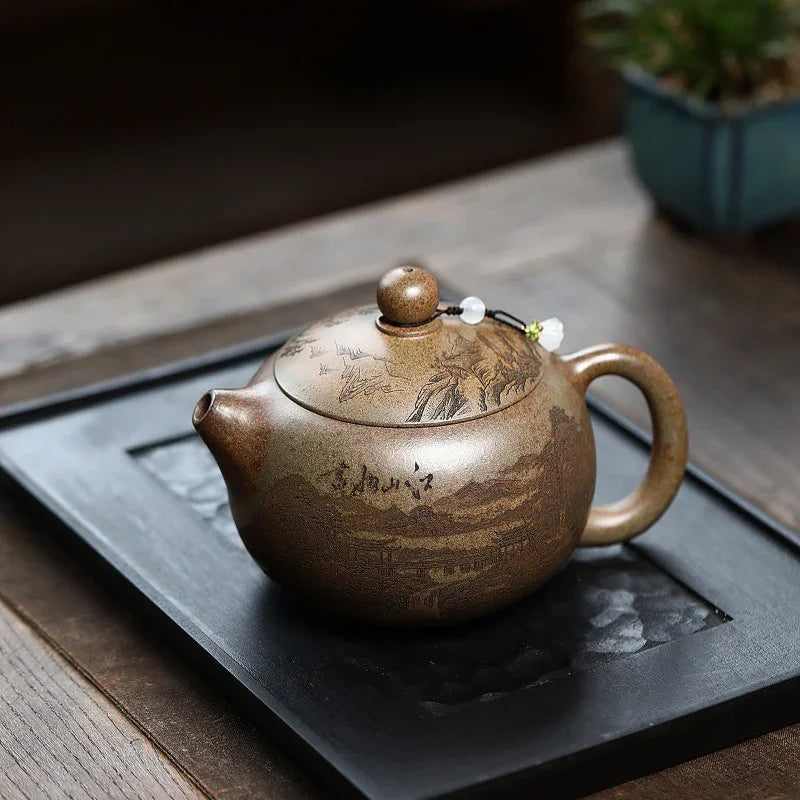 Teko Zisha Yixing [Jiangshan Ru Hua Xishi] (Chenxiang Ni Pembakaran Kayu Api - 550ml)