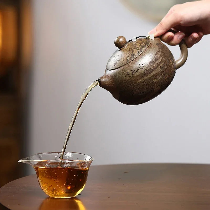 Teko Zisha Yixing [Jiangshan Ru Hua Xishi] (Chenxiang Ni Pembakaran Kayu Api - 550ml)
