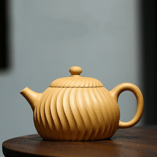 Yixing Zisha Teapot [Jinwen Wendan] (Huangjin Duan Ni - 230ml) - YIQIN TEA HOUSE | yiqinteahouse.com | 200-300ml, teapot, teaware, zisha teapot