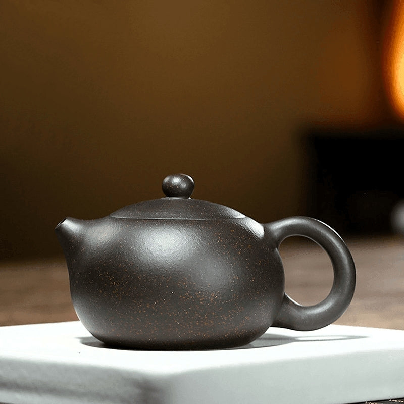 Yixing Zisha Teapot [Kagai Xishi] (Hei Jin Sha - 250ml) - YIQIN TEA HOUSE | yiqinteahouse.com | 200-300ml, teapot, teaware, zisha teapot