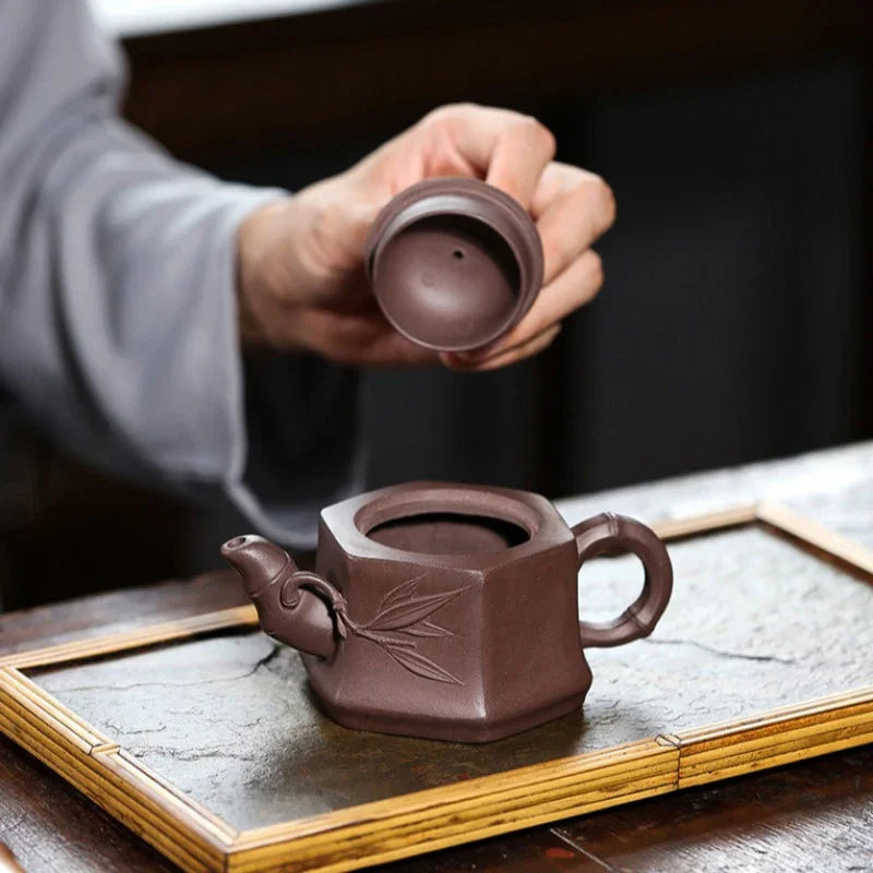 Yixing Zisha Teapot [Liufang Bamboo] (Zi Ni - 170ml) - YIQIN TEA HOUSE | yiqinteahouse.com | <200ml, teapot, teaware, zisha teapot