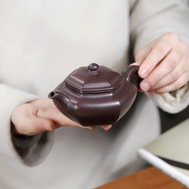 Yixing Zisha Teapot [Liufang Fanggu] (Zi Ni - 200ml) - YIQIN TEA HOUSE | yiqinteahouse.com | 200-300ml, teapot, teaware, zisha teapot