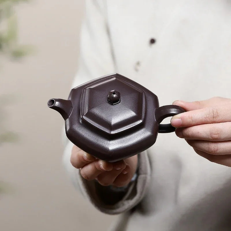 Yixing Zisha Teapot [Liufang Fanggu] (Zi Ni - 200ml) - YIQIN TEA HOUSE | yiqinteahouse.com | 200-300ml, teapot, teaware, zisha teapot