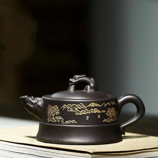 Yixing Zisha Teapot [Long Ting] (Wujin Ni - 225ml) - YIQIN TEA HOUSE | yiqinteahouse.com | 200-300ml, teapot, teaware, zisha teapot