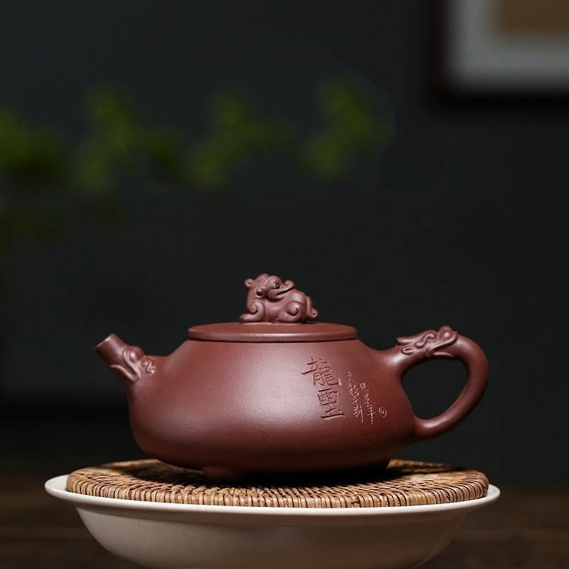 Yixing Zisha Teapot [Longxi Shi Piao] (Zi Ni - 250ml) - YIQIN TEA HOUSE | yiqinteahouse.com | 200-300ml, teapot, teaware, zisha teapot