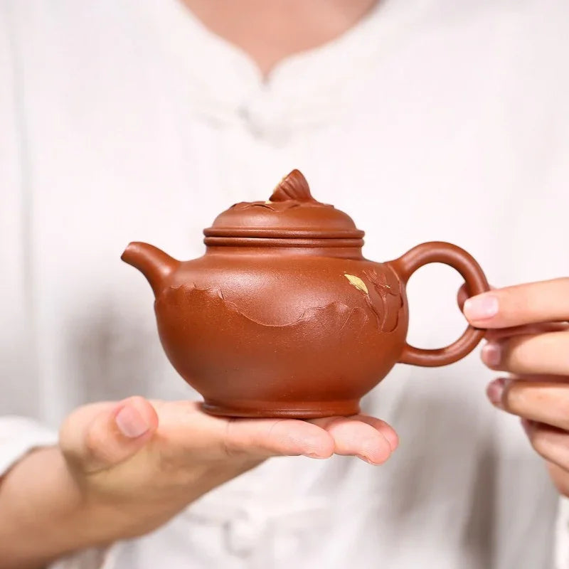 Yixing Zisha Teapot [Lotus Duo Zhi] (Hong Jiang Po Ni - 250ml)