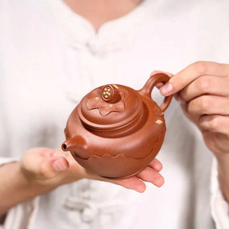 Yixing Zisha Teapot [Lotus Duo Zhi] (Hong Jiang Po Ni - 250ml)