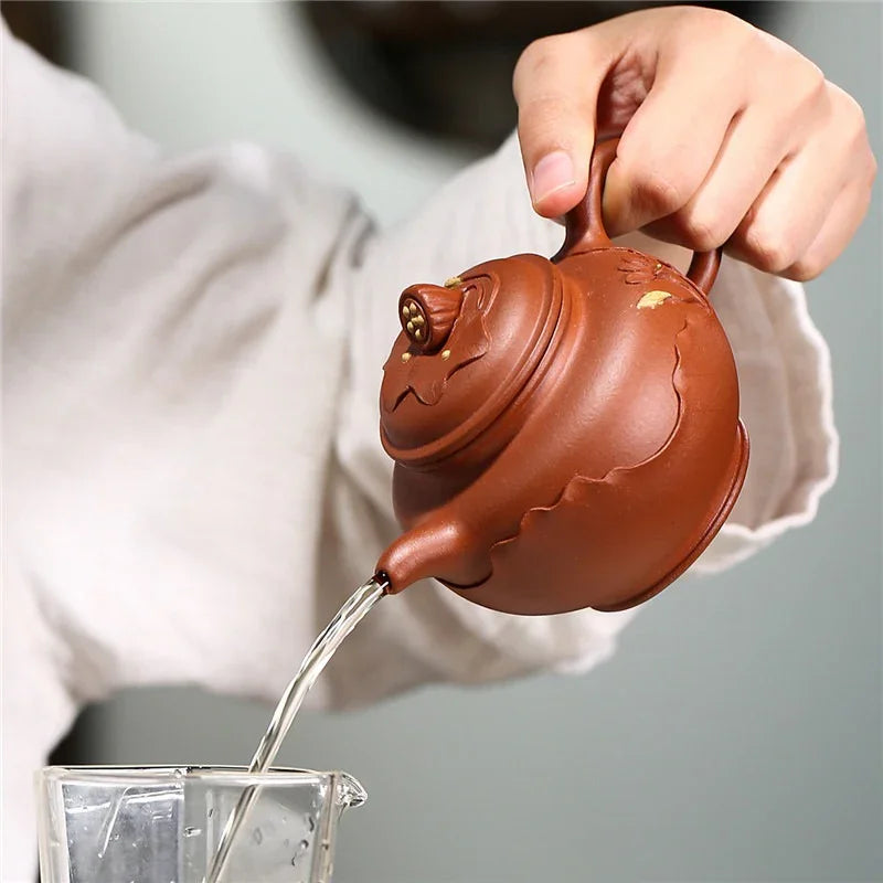 Yixing Zisha Teapot [Lotus Duo Zhi] (Hong Jiang Po Ni - 250ml)