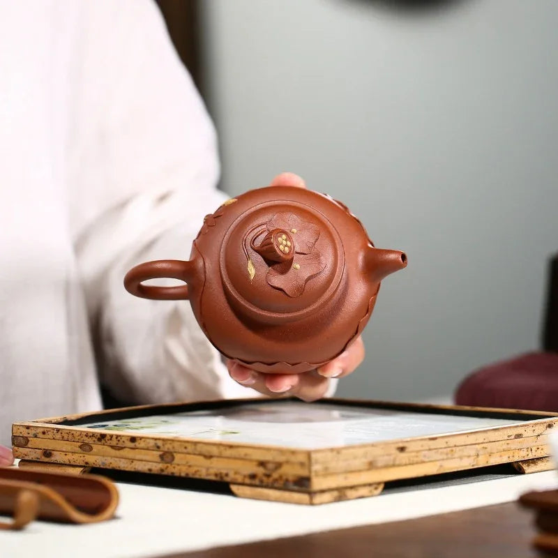 Yixing Zisha Teapot [Lotus Duo Zhi] (Hong Jiang Po Ni - 250ml)