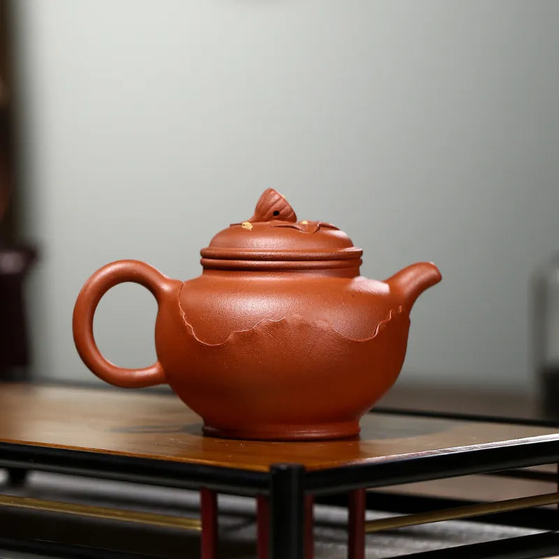 Yixing Zisha Teapot [Lotus Duo Zhi] (Hong Jiang Po Ni - 280ml) - YIQIN TEA HOUSE | yiqinteahouse.com | 200-300ml, new arrival, teapot, teaware, zisha teapot