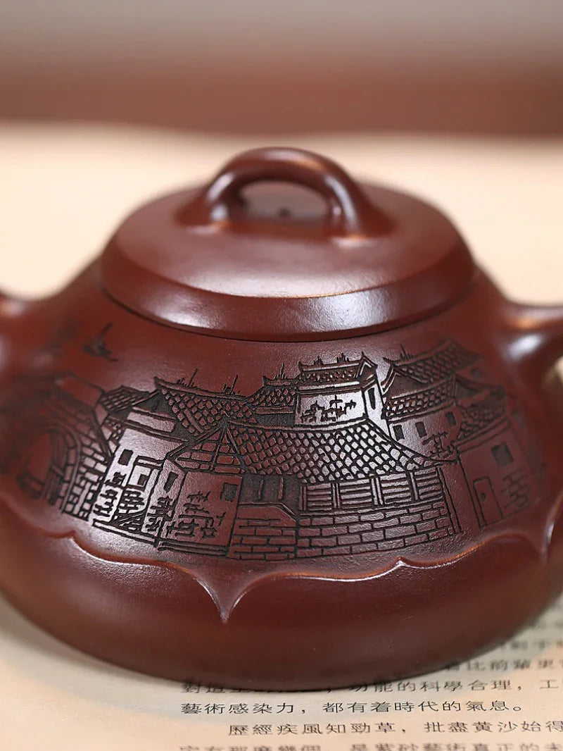 Yixing Zisha Teapot [Lotus Piao] (Long Xue Sha - 320ml) - YIQIN TEA HOUSE | yiqinteahouse.com | >300ml, teapot, teaware, zisha teapot
