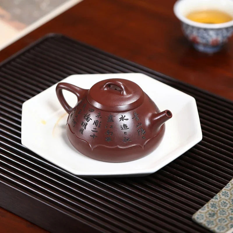 Yixing Zisha Teapot [Lotus Piao] (Long Xue Sha - 320ml) - YIQIN TEA HOUSE | yiqinteahouse.com | >300ml, teapot, teaware, zisha teapot
