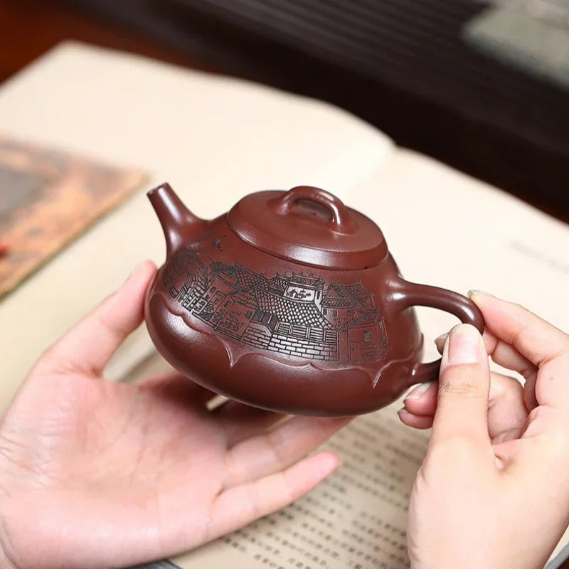 Yixing Zisha Teapot [Lotus Piao] (Long Xue Sha - 320ml) - YIQIN TEA HOUSE | yiqinteahouse.com | >300ml, teapot, teaware, zisha teapot