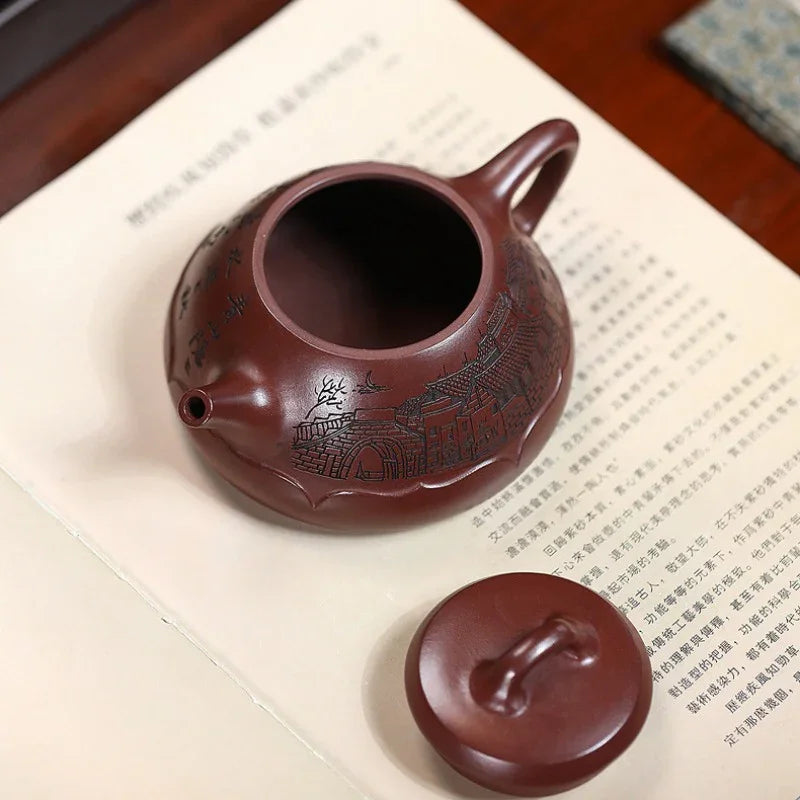 Yixing Zisha Teapot [Lotus Piao] (Long Xue Sha - 320ml) - YIQIN TEA HOUSE | yiqinteahouse.com | >300ml, teapot, teaware, zisha teapot