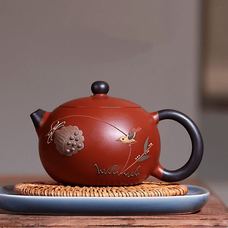 Yixing Zisha Teapot [Lotus Seed Xishi] (Zhu Ni - 200ml) - YIQIN TEA HOUSE | yiqinteahouse.com | 200-300ml, teapot, teaware, zisha teapot