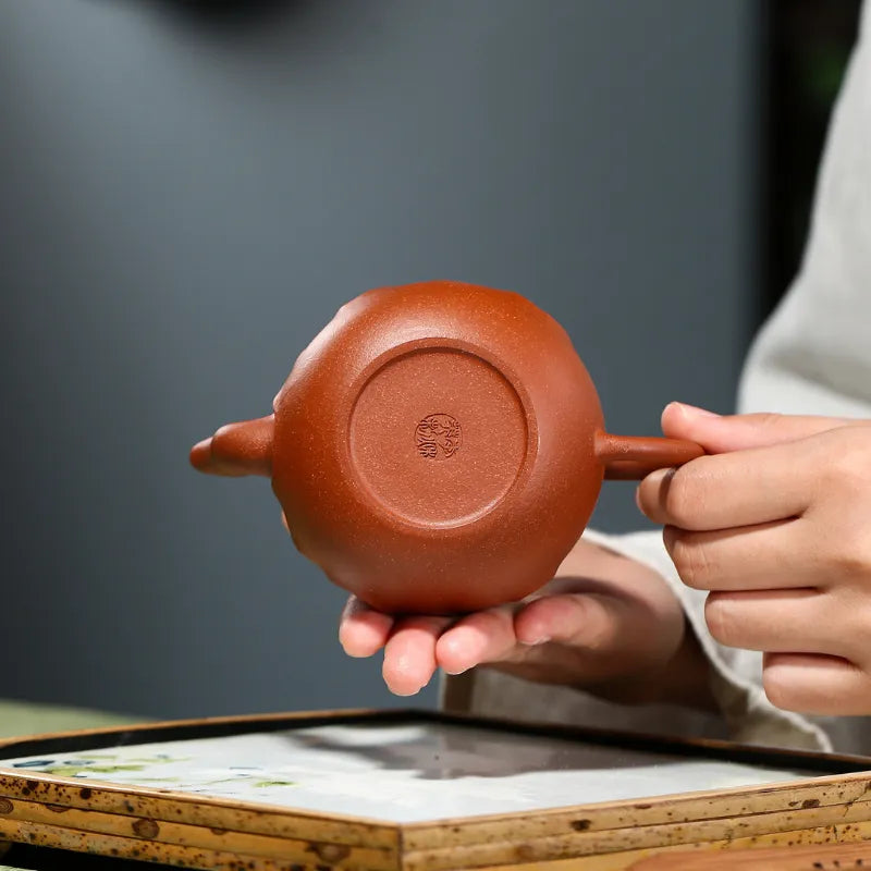 Yixing Zisha Teapot [Lotus Si Ting] (Hong Jiang Po Ni - 240ml) - YIQIN TEA HOUSE | yiqinteahouse.com | 200-300ml, new arrival, teapot, teaware, zisha teapot