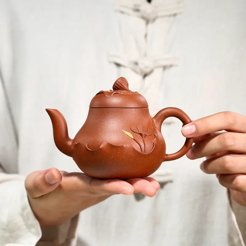 Yixing Zisha Teapot [Lotus Si Ting] (Hong Jiang Po Ni - 240ml) - YIQIN TEA HOUSE | yiqinteahouse.com | 200-300ml, new arrival, teapot, teaware, zisha teapot