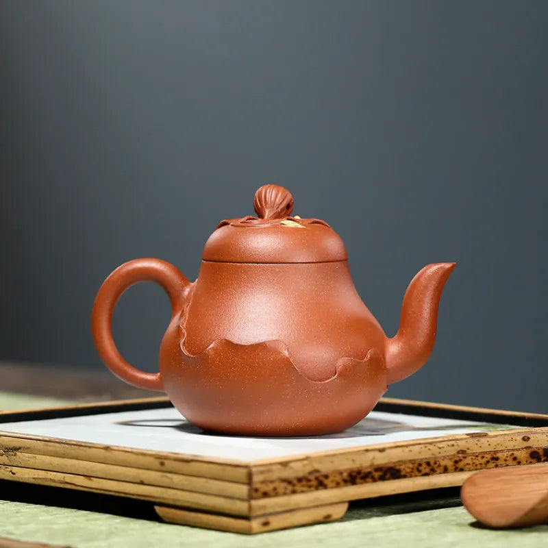 Yixing Zisha Teapot [Lotus Si Ting] (Hong Jiang Po Ni - 240ml) - YIQIN TEA HOUSE | yiqinteahouse.com | 200-300ml, new arrival, teapot, teaware, zisha teapot