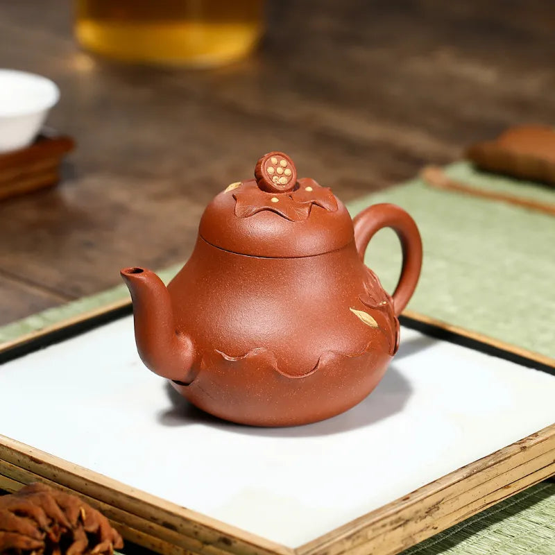 Yixing Zisha Teapot [Lotus Si Ting] (Hong Jiang Po Ni - 240ml) - YIQIN TEA HOUSE | yiqinteahouse.com | 200-300ml, new arrival, teapot, teaware, zisha teapot