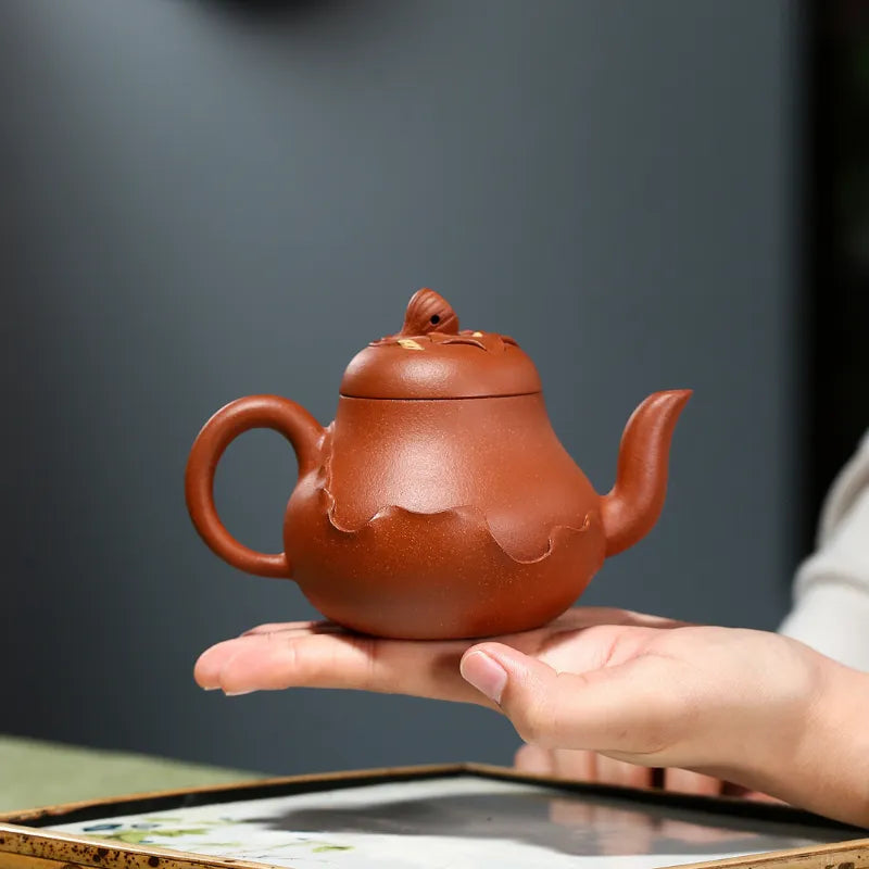 Yixing Zisha Teapot [Lotus Si Ting] (Hong Jiang Po Ni - 240ml) - YIQIN TEA HOUSE | yiqinteahouse.com | 200-300ml, new arrival, teapot, teaware, zisha teapot