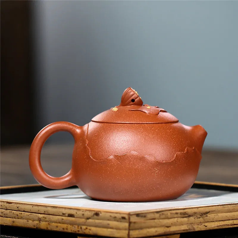 Yixing Zisha Teapot [Lotus Xishi] (Hong Jiang Po Ni - 250ml) - YIQIN TEA HOUSE | yiqinteahouse.com | 200-300ml, new arrival, teapot, teaware, zisha teapot