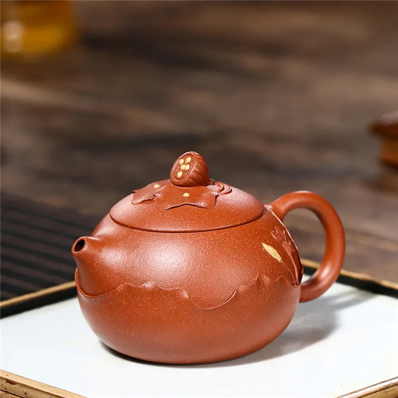 Yixing Zisha Teapot [Lotus Xishi] (Hong Jiang Po Ni - 250ml) - YIQIN TEA HOUSE | yiqinteahouse.com | 200-300ml, new arrival, teapot, teaware, zisha teapot