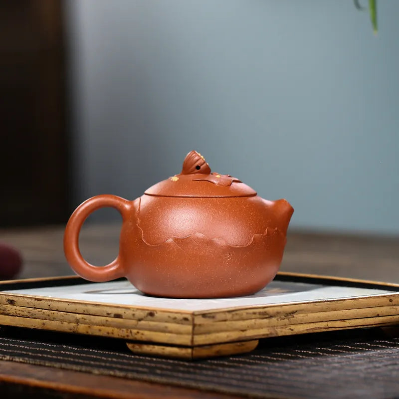 Yixing Zisha Teapot [Lotus Xishi] (Hong Jiang Po Ni - 250ml) - YIQIN TEA HOUSE | yiqinteahouse.com | 200-300ml, new arrival, teapot, teaware, zisha teapot