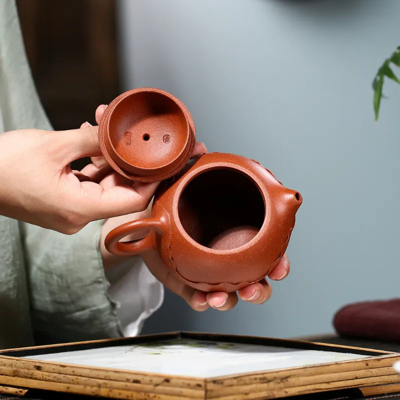 Yixing Zisha Teapot [Lotus Xishi] (Hong Jiang Po Ni - 250ml) - YIQIN TEA HOUSE | yiqinteahouse.com | 200-300ml, new arrival, teapot, teaware, zisha teapot