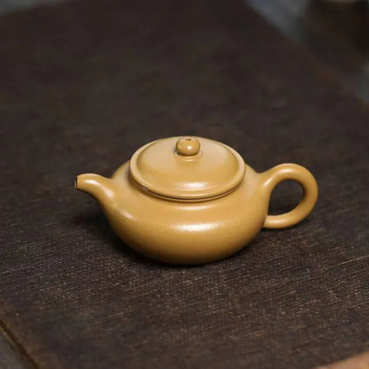 Yixing Zisha Teapot [Mini Fanggu Pot] (Huangjin Zhu Ni - 100ml)