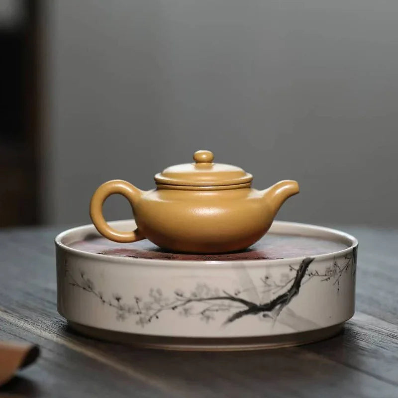 Teko Zisha Yixing [Mini Fanggu Pot] (Huangjin Zhu Ni - 100ml)