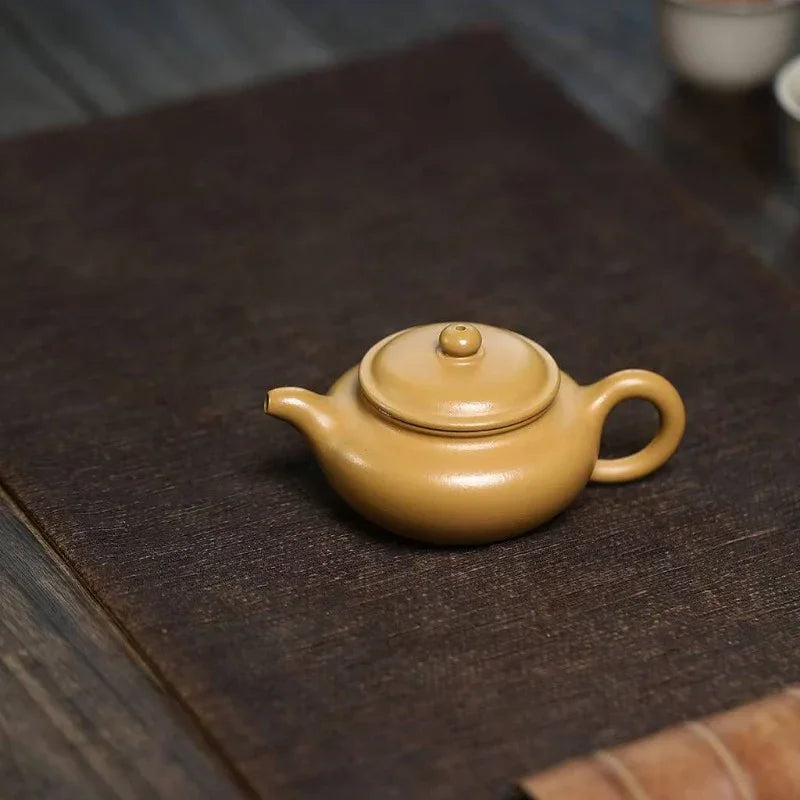 Teko Zisha Yixing [Mini Fanggu Pot] (Huangjin Zhu Ni - 100ml)