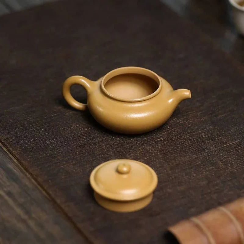 Teko Zisha Yixing [Mini Fanggu Pot] (Huangjin Zhu Ni - 100ml)