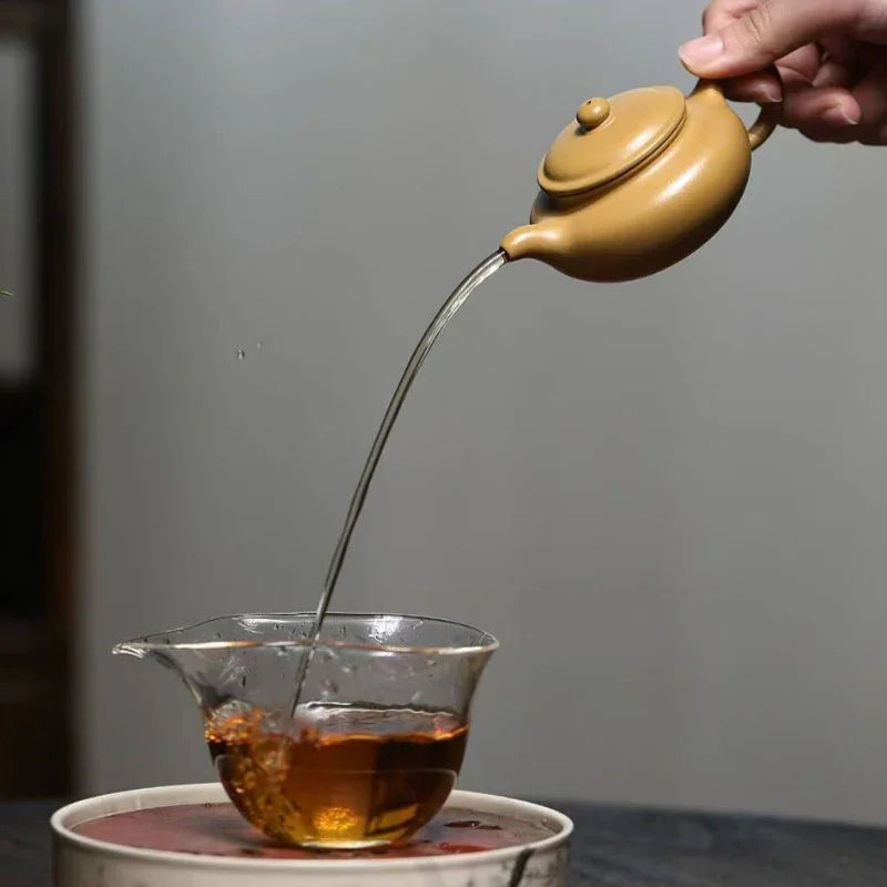 Teko Zisha Yixing [Mini Fanggu Pot] (Huangjin Zhu Ni - 100ml)