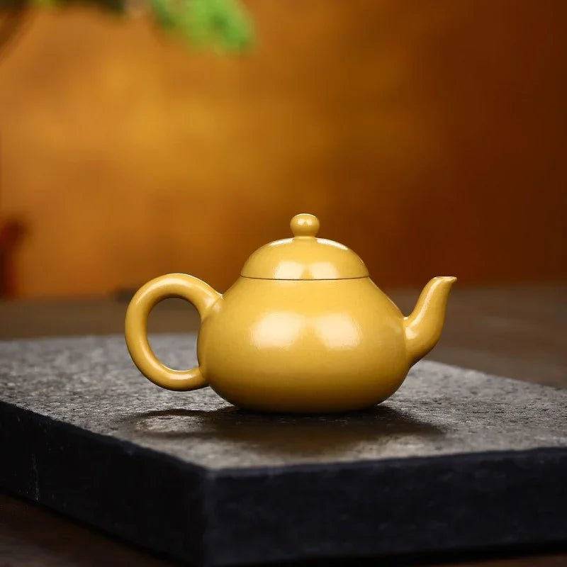 Yixing Zisha Teapot [Pear Pot] (Huangjin Zhu Ni - 110ml) - YIQIN TEA HOUSE | yiqinteahouse.com | <200ml, teapot, teaware, zisha teapot