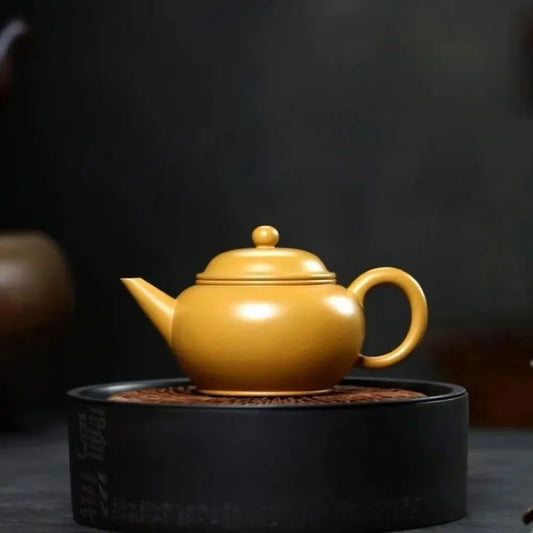 Yixing Zisha Teapot [Mini Shui Ping Pot] (Huangjin Zhu Ni - 120ml)