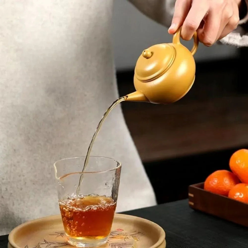 Théière Yixing Zisha [Pot Mini Shui Ping] (Huangjin Zhu Ni - 120ml)