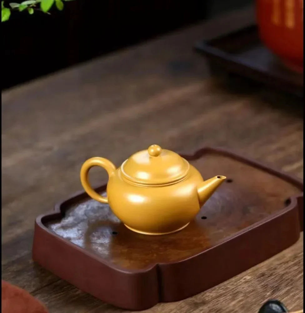 Théière Yixing Zisha [Pot Mini Shui Ping] (Huangjin Zhu Ni - 120ml)
