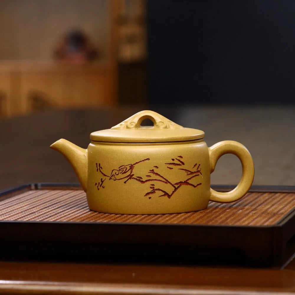 Yixing Zisha Teapot [Niaoqu Hanwa] (Huangjin Duan Ni - 230ml) - YIQIN TEA HOUSE | yiqinteahouse.com | 200-300ml, new arrival, teapot, teaware, zisha teapot