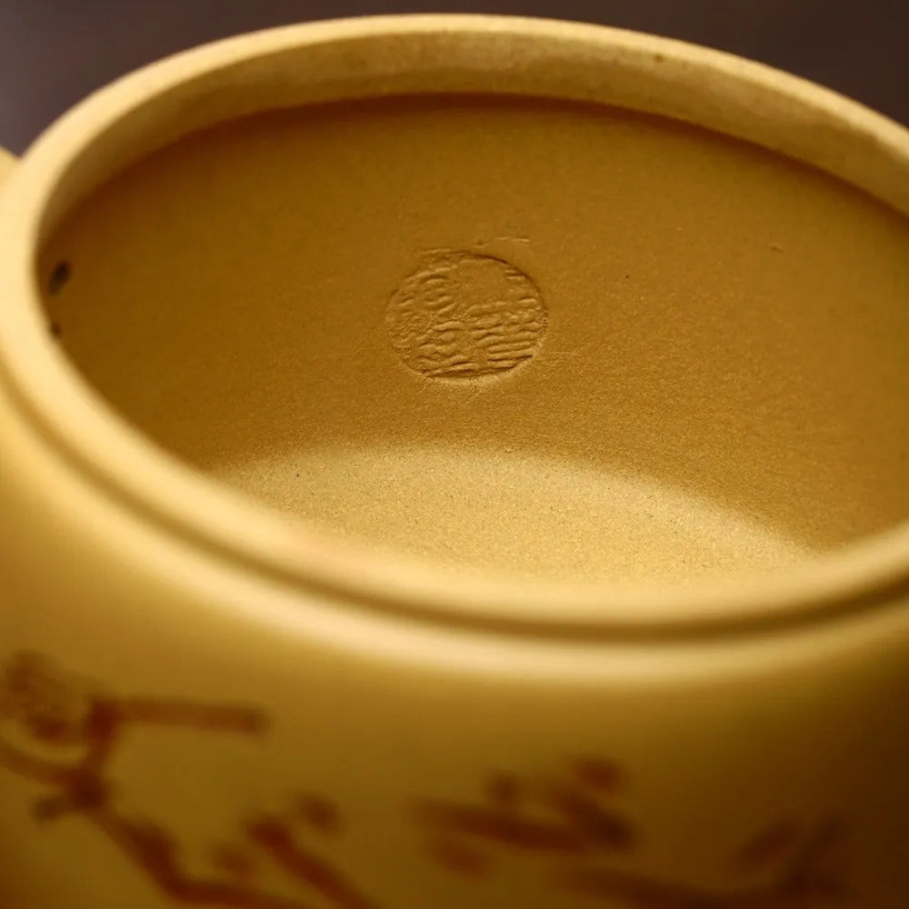 Yixing Zisha Teapot [Niaoqu Hanwa] (Huangjin Duan Ni - 230ml) - YIQIN TEA HOUSE | yiqinteahouse.com | 200-300ml, new arrival, teapot, teaware, zisha teapot