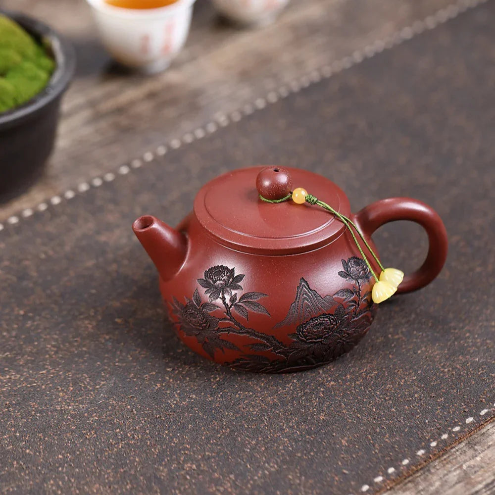 Yixing Zisha Teapot [Peony Shi Piao] (Long Xue Sha - 200ml)