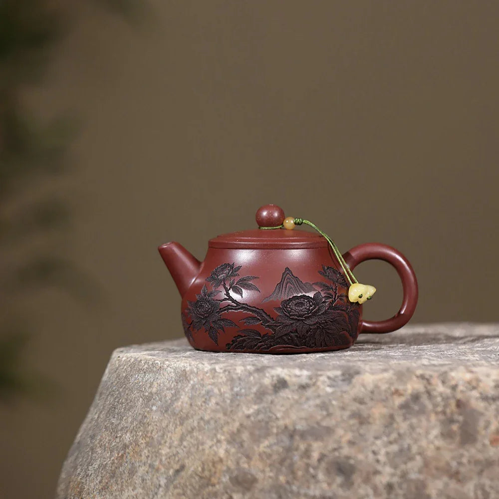 Yixing Zisha Teapot [Peony Shi Piao] (Long Xue Sha - 200ml)