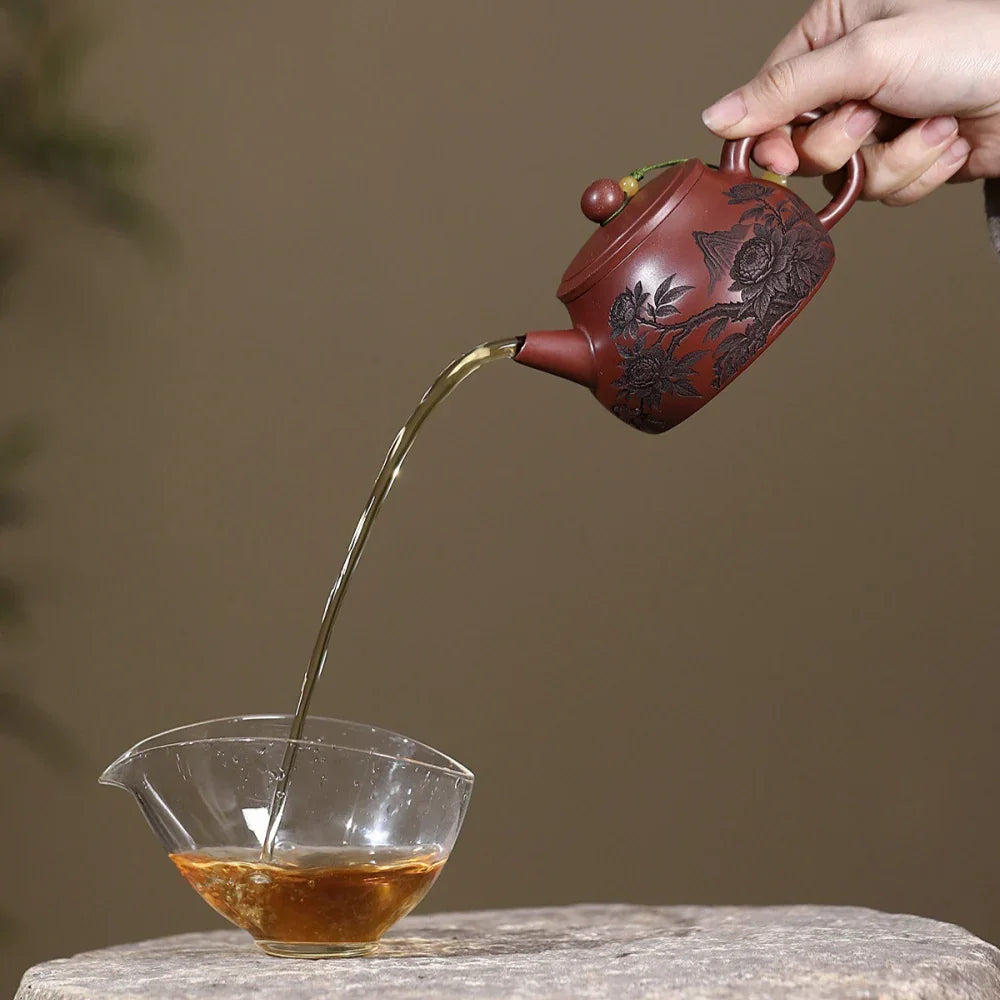 Yixing Zisha Teapot [Peony Shi Piao] (Long Xue Sha - 200ml)