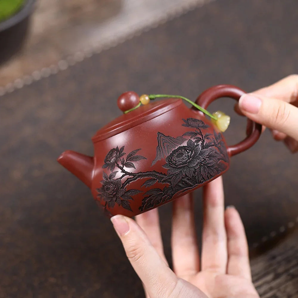 Yixing Zisha Teapot [Peony Shi Piao] (Long Xue Sha - 200ml)