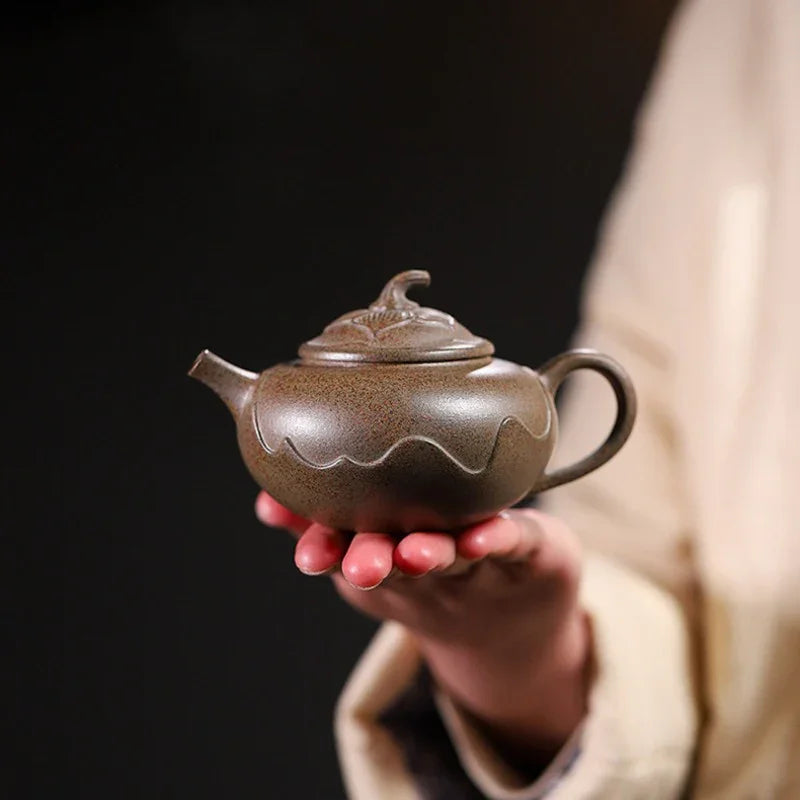 Teko Zisha Yixing [Ping Ting Pot] (Long Bei Qing Dibakar Kayu Api - 190ml)