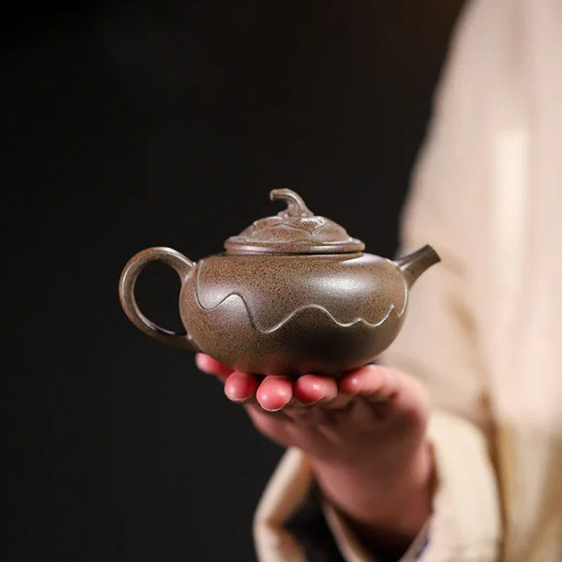 Teko Zisha Yixing [Ping Ting Pot] (Long Bei Qing Dibakar Kayu Api - 190ml)