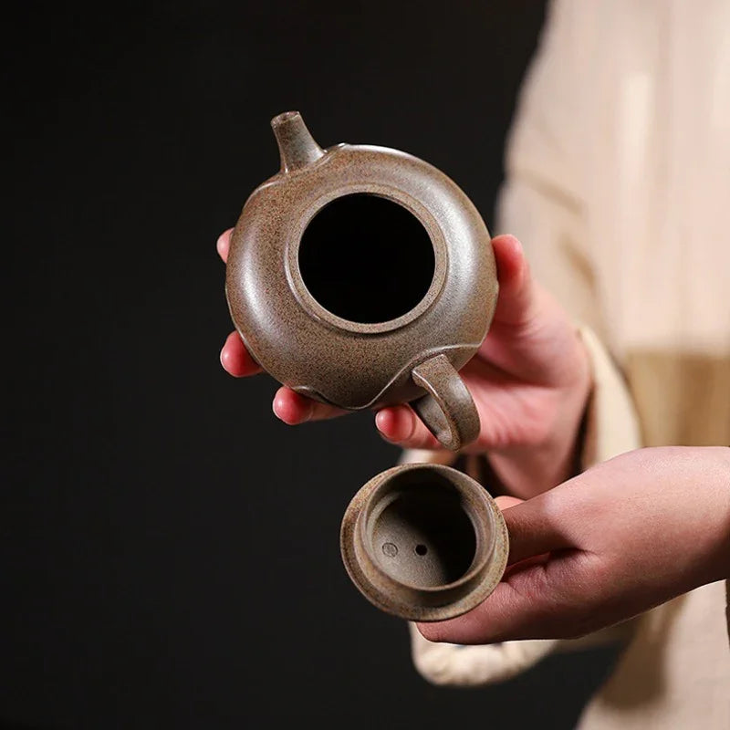 Teko Zisha Yixing [Ping Ting Pot] (Long Bei Qing Dibakar Kayu Api - 190ml)