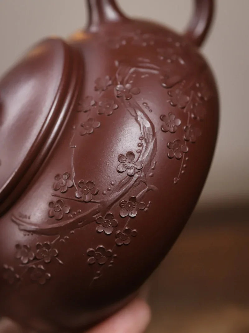Yixing Zisha Teapot [Plum Blossom Han Jiang] (Zi Zhu Ni - 250ml)