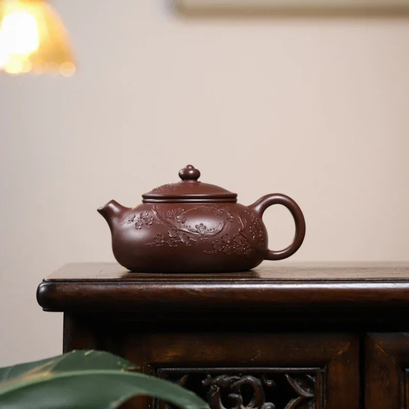 Yixing Zisha Teapot [Plum Blossom Han Jiang] (Zi Zhu Ni - 250ml)