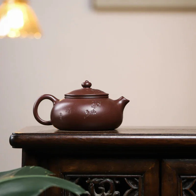 Yixing Zisha Teapot [Plum Blossom Han Jiang] (Zi Zhu Ni - 250ml)